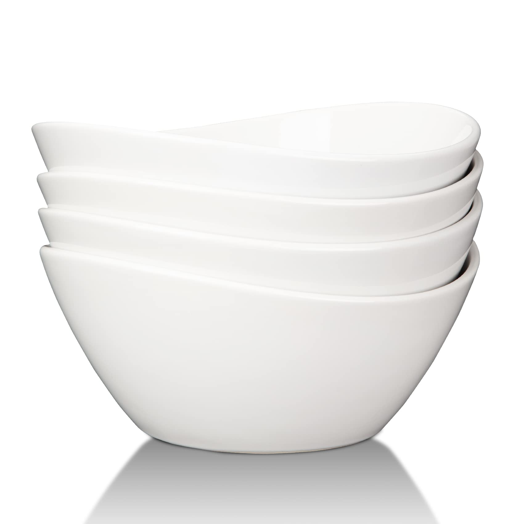 GlowSol 42 OZ Soup Bowls Set of 4, White Ceramic Bowls for Soup Salad Fruits Pasta Popcorn, Porcelain Cereal Bowls Salad Bowl Microwave, Dishwasher and Oven Safe