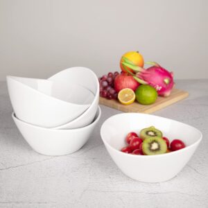 GlowSol 42 OZ Soup Bowls Set of 4, White Ceramic Bowls for Soup Salad Fruits Pasta Popcorn, Porcelain Cereal Bowls Salad Bowl Microwave, Dishwasher and Oven Safe