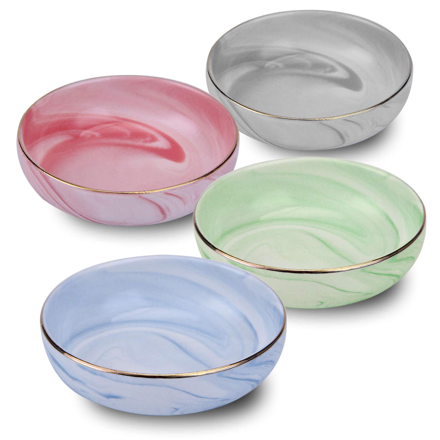 VanEnjoy 3.1 inch Colorful Marble Pattern Ceramic Soy Sauce Dipping Bowls Plates Serving Dishes Condiment Dish - Set of 4