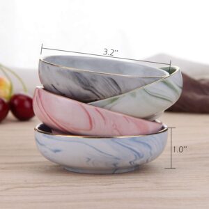 VanEnjoy 3.1 inch Colorful Marble Pattern Ceramic Soy Sauce Dipping Bowls Plates Serving Dishes Condiment Dish - Set of 4