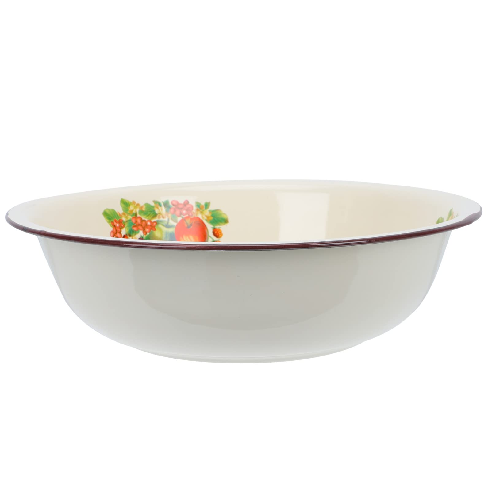 YARDWE Retro Enamel Bowl, Enamel Basin Enamel Soup Basin Enamel Bowl Plate Enamel Mixing Bowl for Salads, Vegetables, Soups, Fruits ( 26cm/ 10. 2inch Random Style )