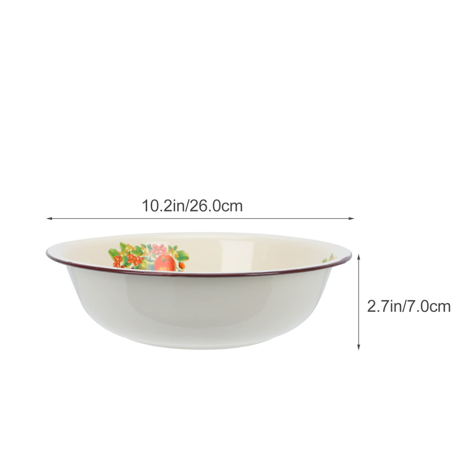 YARDWE Retro Enamel Bowl, Enamel Basin Enamel Soup Basin Enamel Bowl Plate Enamel Mixing Bowl for Salads, Vegetables, Soups, Fruits ( 26cm/ 10. 2inch Random Style )