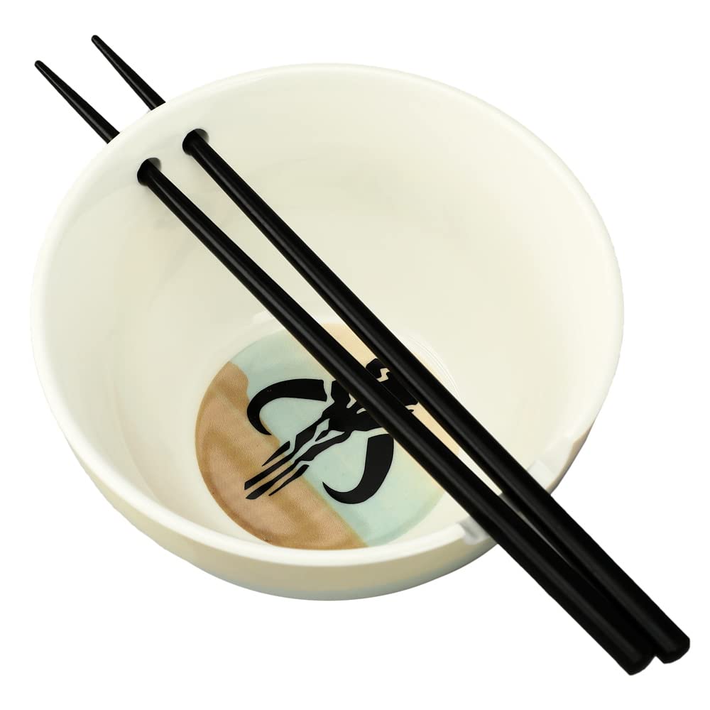 Bioworld Star Wars The Mandalorian 20 oz Ramen Bowl with Chopsticks