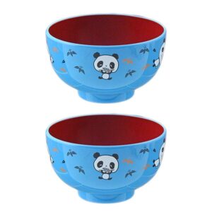 needzo small blue panda appetizer bowl set, japanese dishes for rice, ramen, soup, 3.75 x 2.75 inches, set of 2