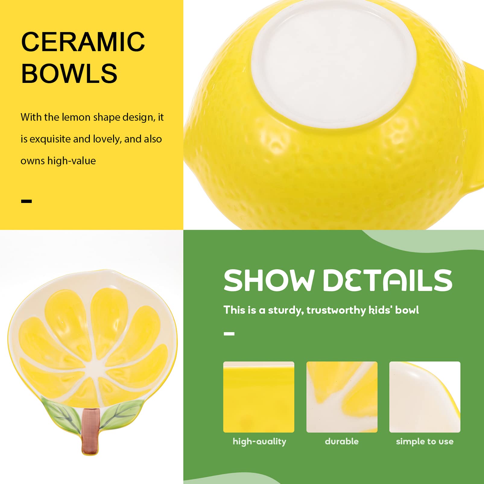 VOSAREA Cereal Container practical small glass bowls ceramic fruit salad bowl storage bowl lemon shape dessert chocolate pasta bowls ice cream pho bowls bowl ceramic bowl (yellow) Plates