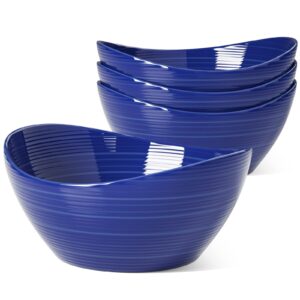 le tauci large cereal bowls 30 oz, ceramic bowls set for salad soup rice desserts, kitchen serving bowl, oven dishwasher & microwave safe - 7.5 inch, set of 4, true blue