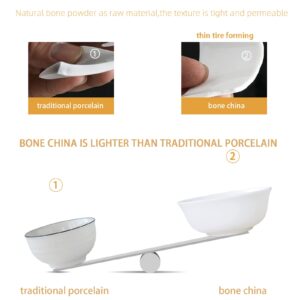 Gang Rinpoche Cereal Bowl Sets, 20OZ Bone China Bowl of 4pcs, White Lightweight Porcelain Dinnersets, Snack Plate for Kitchen, Dishwasher & Microwave Safe (Moonlight)