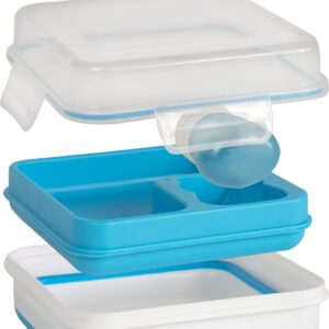 COOL GEAR 2-Pack Large Expandable To-Go Salad Kit Lunch Containers - Square - 52 oz Bowl with 3 Compartments for Salad Toppings and 2 oz Salad Dressing Bottle | Leakproof, Bento Meal Prep