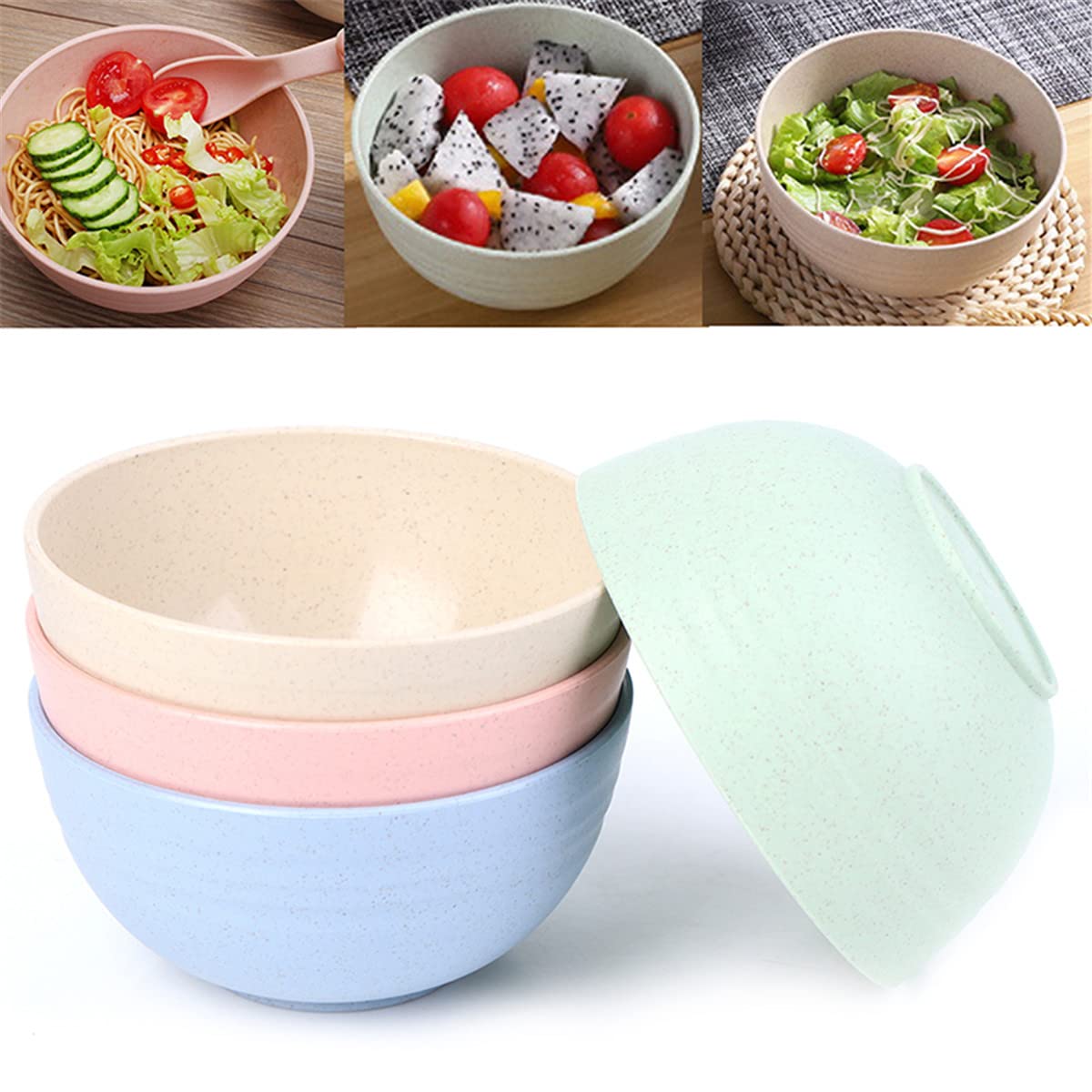 4 Wheats Straw Bowls Stylish Small Bowls Microwave Safe Bowls Set Strong and Unbreakable for Dinner Rice Dessert Snacks Noodles Cereal and More Microwave Freezer and Dishwasher Safe