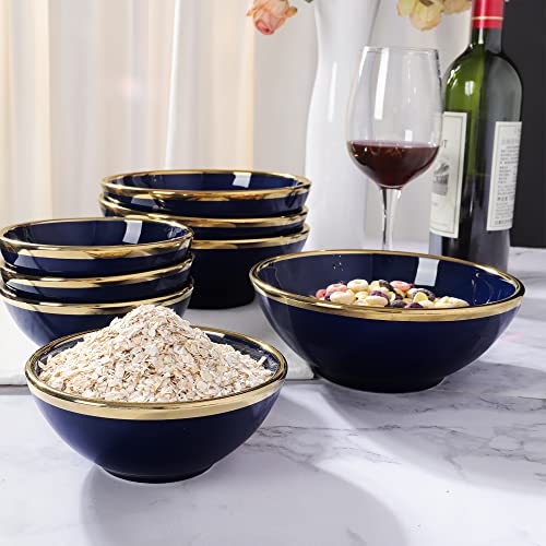 fanquare Porcelain Snack Bowls Set of 4, Blue Dipping Bowls, 9 oz Small Dessert Bowl for Ramen, Ice Cream, 5 Inch