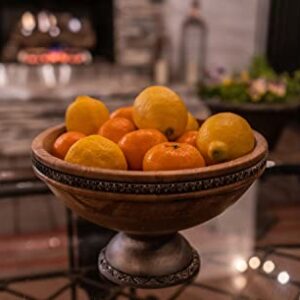 Foxglove Market 11" Wood Fruit Bowl with Metal Base - Pedestal Fruit Bowl - Decorative Bowl