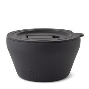 rigwa stainless steel insulated food container - hot and cold insulated bowl - vacuum sealed containers for food - bowls with lids, 20oz, black sand