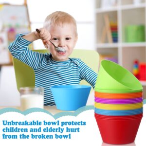 24 Pcs Kids Plastic Bowls Set Unbreakable 24 oz Cereal Bowls Plastic Snack Bowls Microwave Dishwasher Safe Colorful Bowls for Toddler Small Children Salad Dessert Fruit Soup Bowls BPA Free, 6 Colors