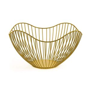 fanduo metal wire fruit basket - decorative metal frame fruit bowl for living room, kitchen, countertop gold,height 5.5 inch