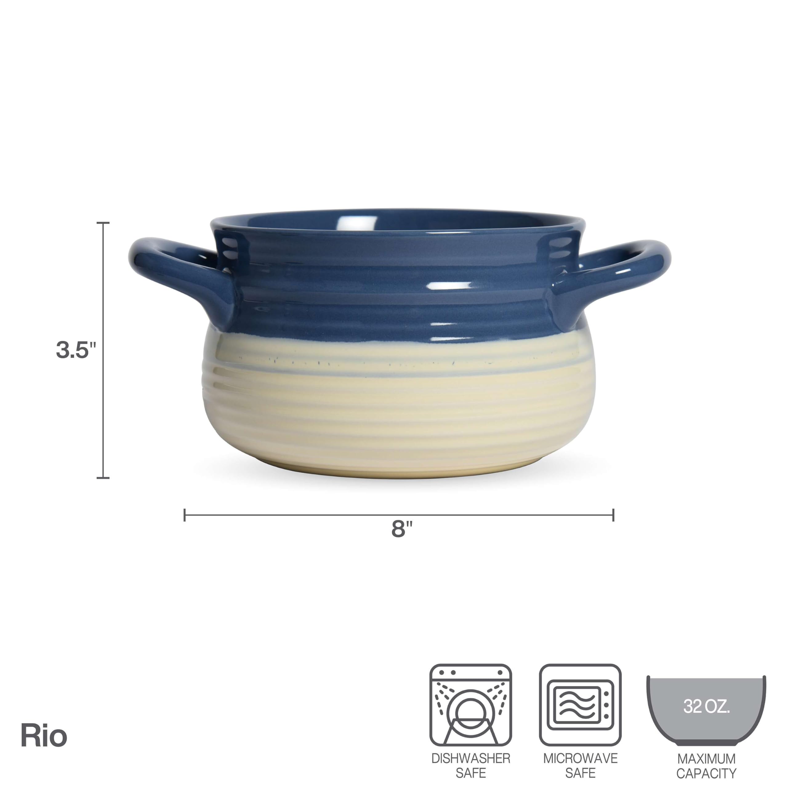 Pfaltzgraff Rio Double Handled Soup Bowl, Blue