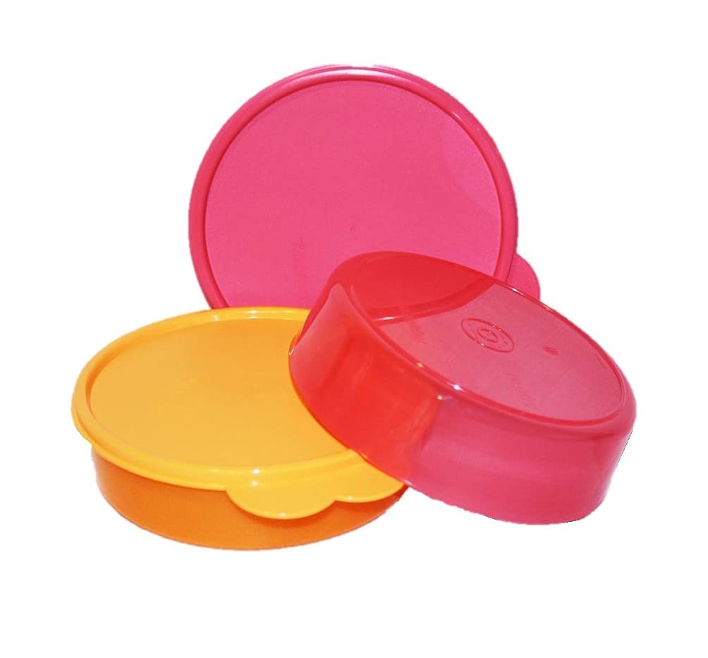 Tupperware (2) Big Wonders Cereal Bowls 2 Cups Pink and Orange