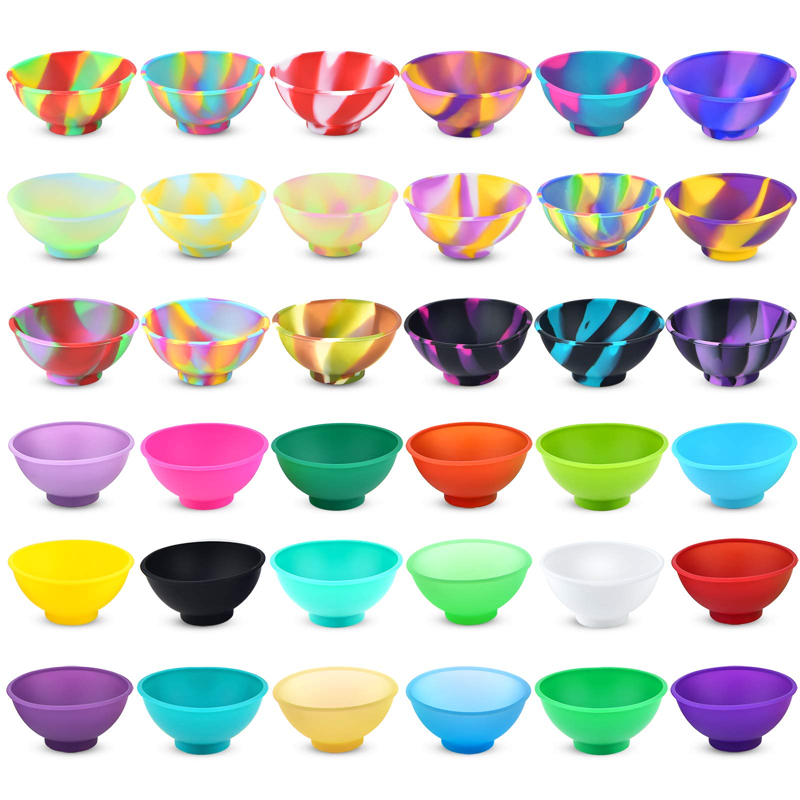 Coopay 36 Pieces Mini Silicone Pinch Bowls Colorful Heat Resistant Snack Bowls Prep and Serve Bowls, Unbreakable, Flexible, 1.75 Oz