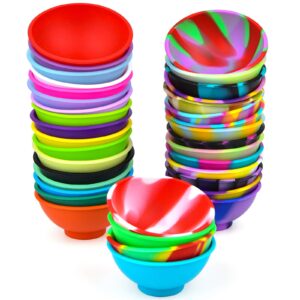 Coopay 36 Pieces Mini Silicone Pinch Bowls Colorful Heat Resistant Snack Bowls Prep and Serve Bowls, Unbreakable, Flexible, 1.75 Oz