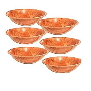 Wooden Woven Salad Bowl, Woven Wood Snack Bowls 6"-Inch, Set of 6 .,