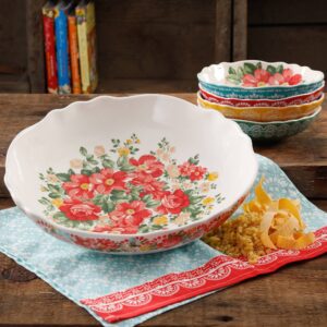 izab vintage floral 5-piece pasta bowl set