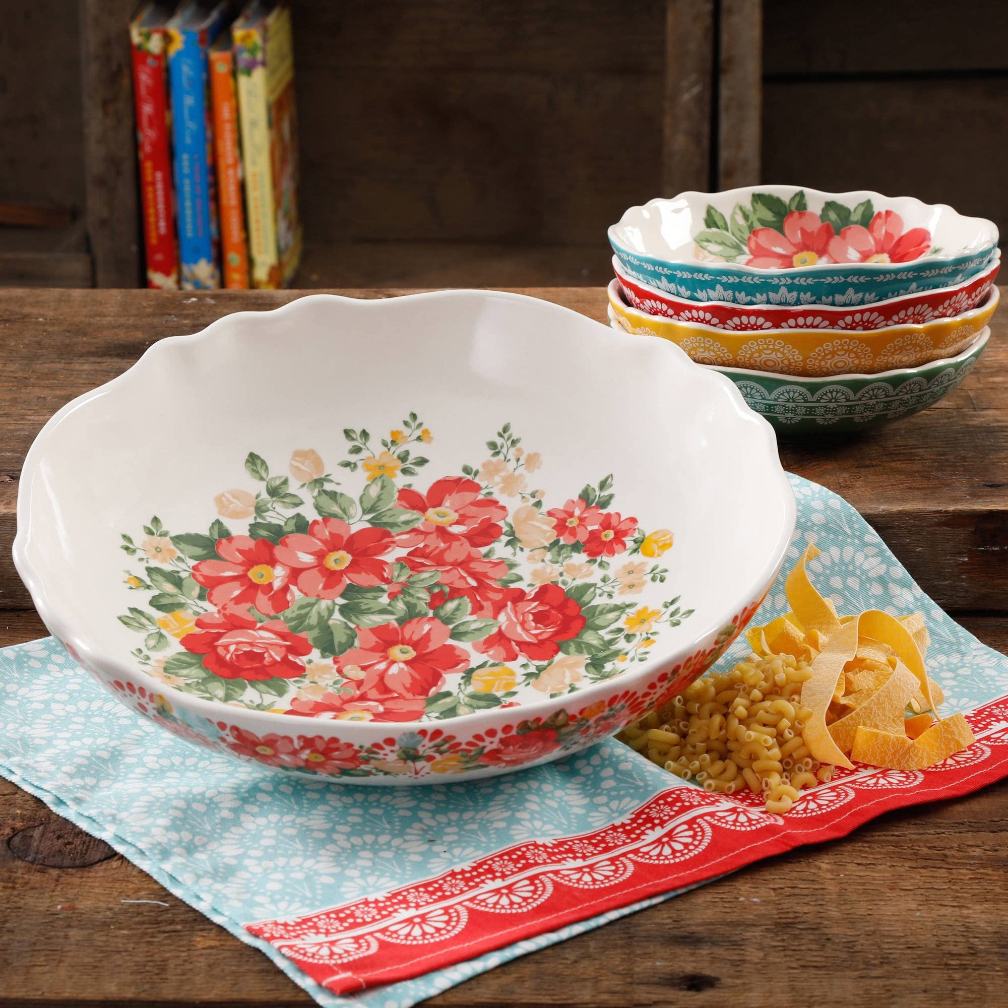 IZAB Vintage Floral 5-Piece Pasta Bowl Set