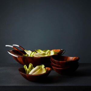 nambe Braid Salad Bowls | Set of 4 | Individual Vegetable Prep Bowls | Serve Condiments, Dip, Sauce, Nuts, Olive, Salsa | Made of Acacia Wood | Designed by Sean O’Hara