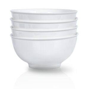 alluseit cereal bowls 40oz, bone porcelain soup bowl set of 4, large ceramic bowl for kitchen, versatile serving for salad oatmeal rice etc. dishwasher & microwave safe, white Φ7inch