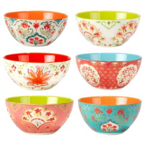 certified international francesca all purpose 26 oz. bowls, set of 6 assorted designs
