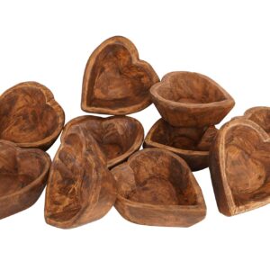 Mini Heart Wood Bowls Stained- Set of 10 -Heart Shaped Wood Bowl- Hand Carved Bowls (For Candles)