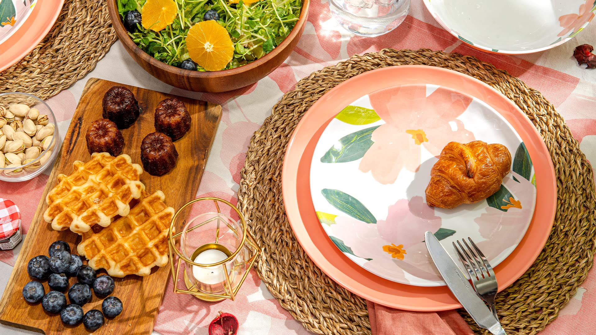 Zak Designs Melamine Dinnerware Set, 12-Piece, Service for 4, Blossom (Apricot)