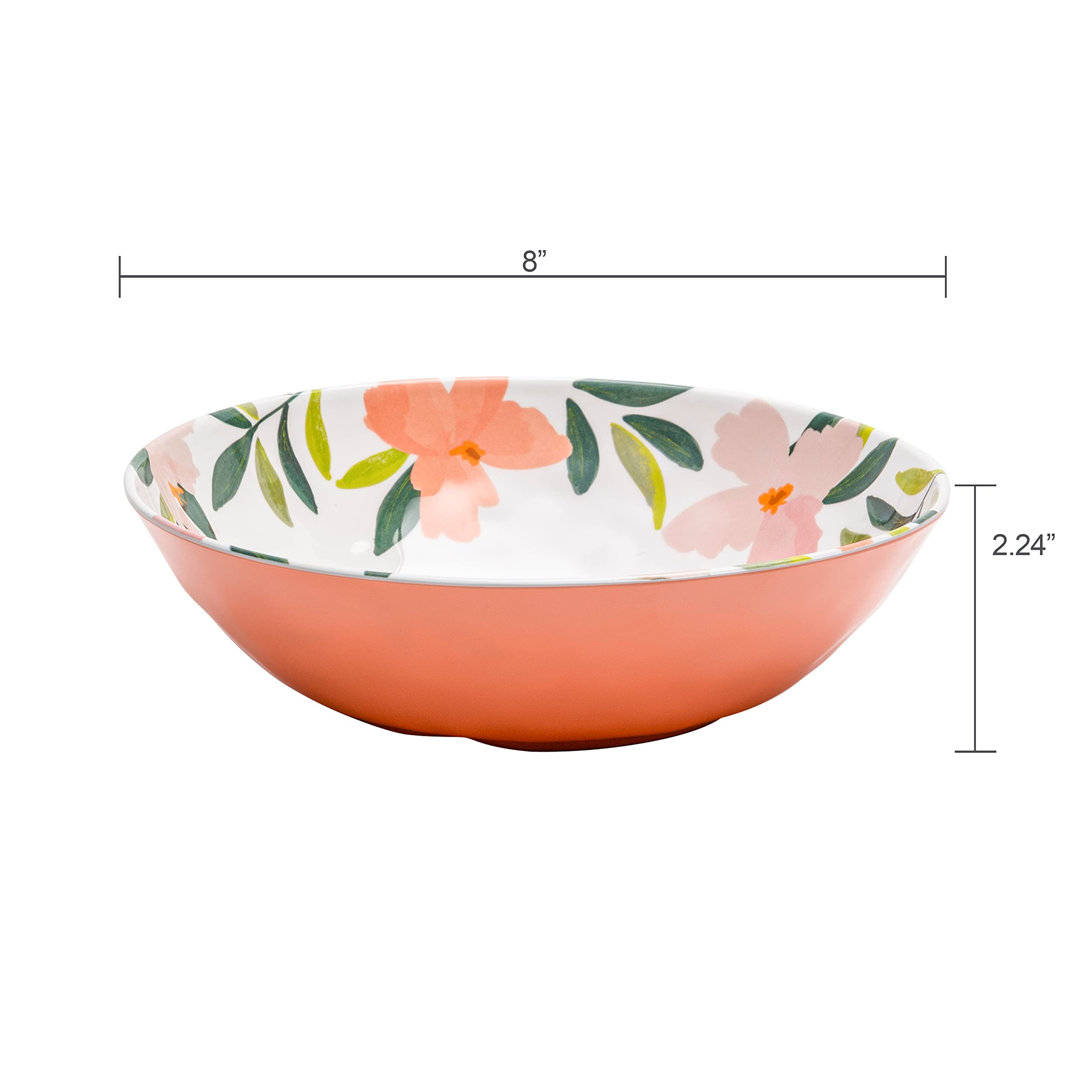 Zak Designs Melamine Dinnerware Set, 12-Piece, Service for 4, Blossom (Apricot)