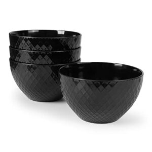 afcevnlb unbreakable melamine bowls 26 oz dishwasher safe bpa free black bowl dessert bowls for serving soup, oatmeal, pasta and salad （set of 4）