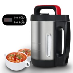 potlimepan soup maker machine 2l, 8 in 1 multi-funcation soup and smoothie maker with led control panel, stainless steel hot soup maker electric, makes 3-6 servings smart living for home use red