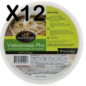 Instant Pho Noodle Bowls, Vietnamese Pho Bowls in Beef Broth Soup, Authentic Pho Rice Noodles and Seasoning, Gluten Free, 2.1 oz (Pack of 12)