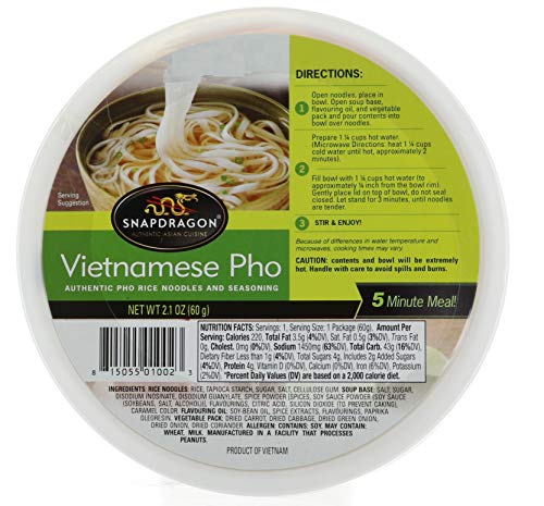 Instant Pho Noodle Bowls, Vietnamese Pho Bowls in Beef Broth Soup, Authentic Pho Rice Noodles and Seasoning, Gluten Free, 2.1 oz (Pack of 12)