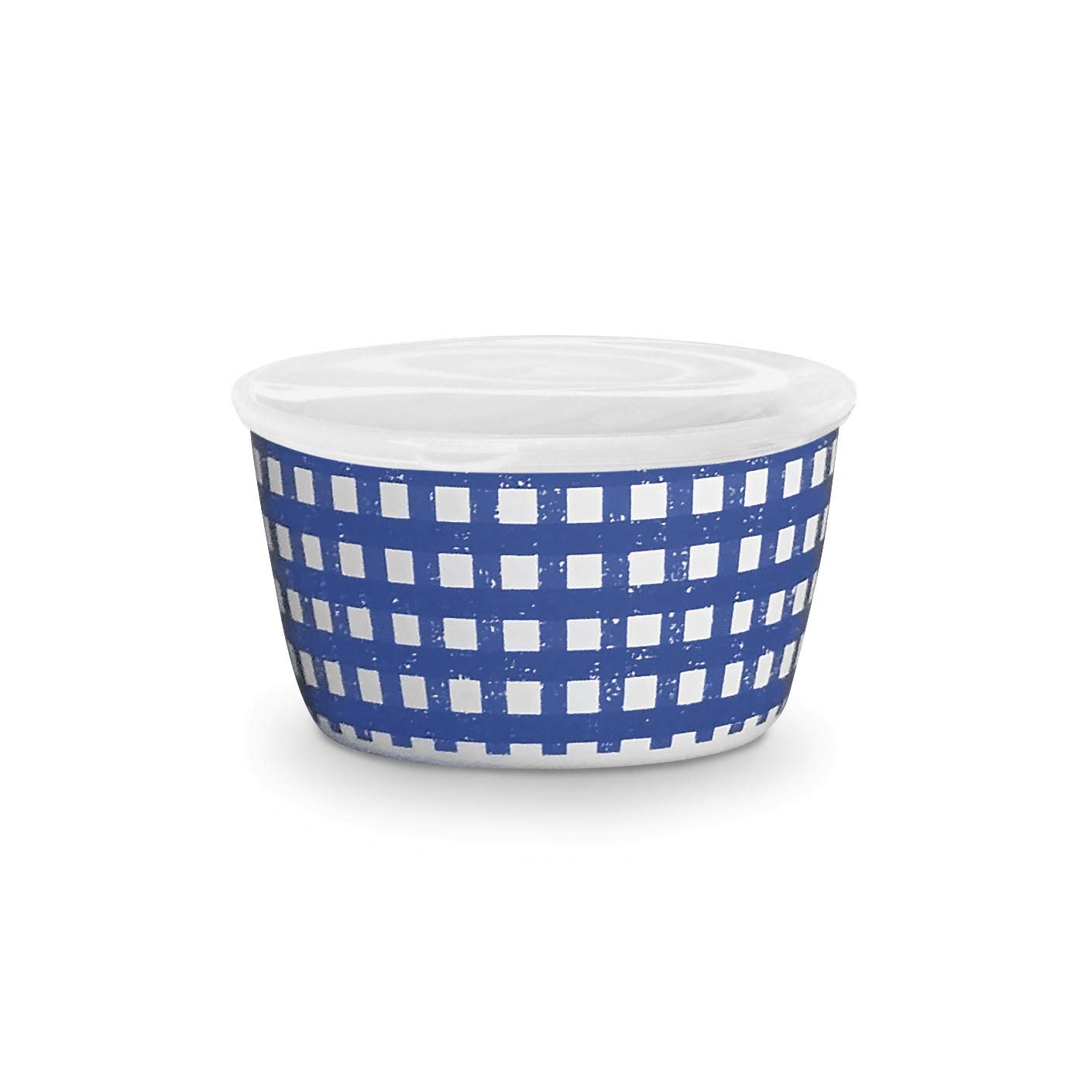 TarHong Homemade Navy Speckle and Gingham Set of 3 Lidded Bowls, 12 oz, 158 oz, 160 oz, Melamine