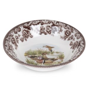 spode woodland ascot cereal bowl, birds, 8” | perfect for oatmeal, salads, and desserts | made in england from fine earthenware | microwave and dishwasher safe (wood duck)