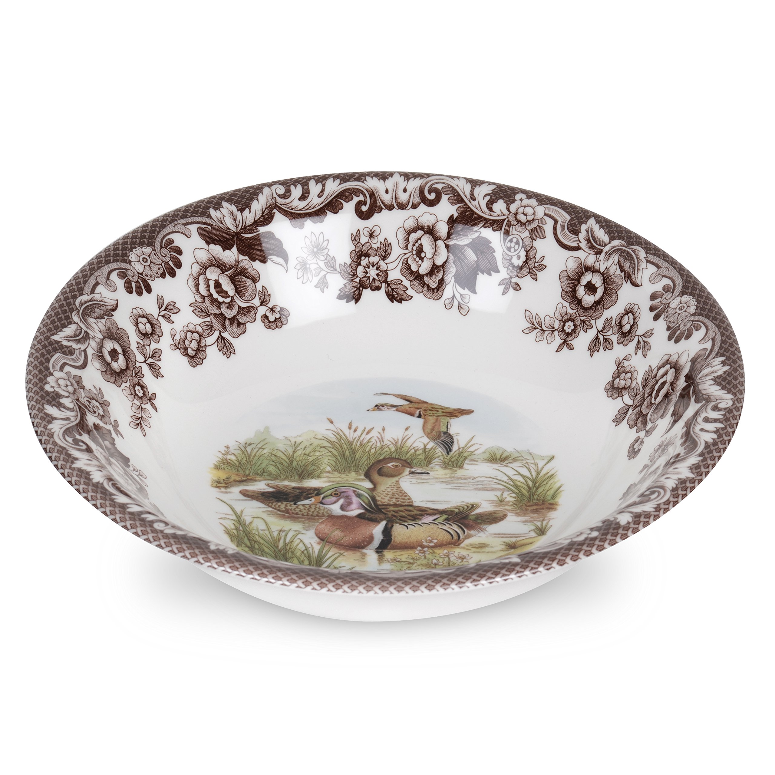 Spode Woodland Ascot Cereal Bowl, Birds, 8” | Perfect for Oatmeal, Salads, and Desserts | Made in England from Fine Earthenware | Microwave and Dishwasher Safe (Wood Duck)