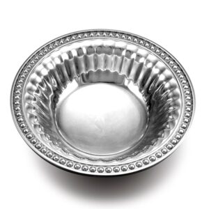 wilton armetale flutes and pearls round snack bowl, 8-inch, silver