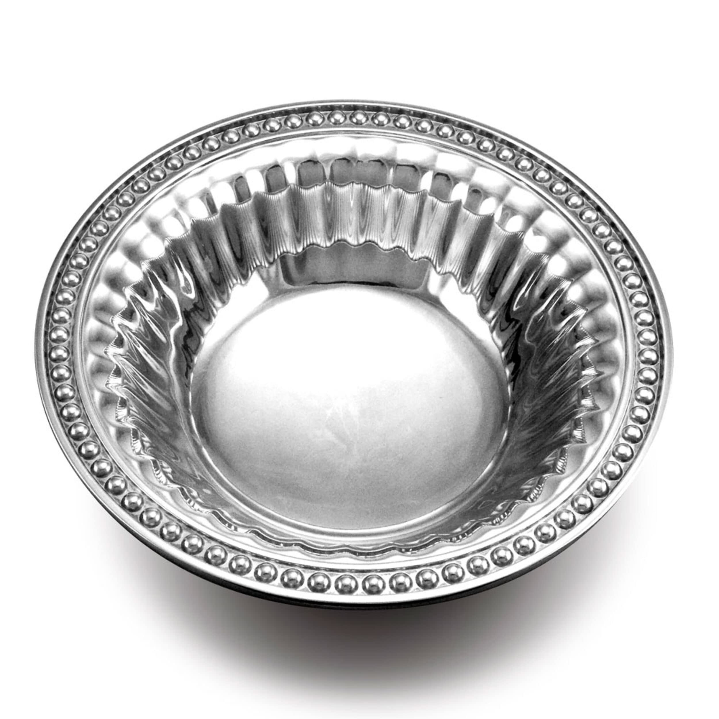 Wilton Armetale Flutes and Pearls Round Snack Bowl, 8-Inch, Silver