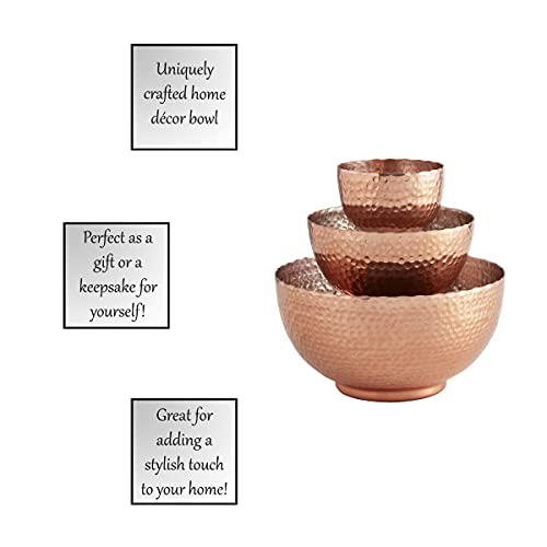 47th & Main Rustic Hammered Aluminum Bowl Set, 3-Count, Copper