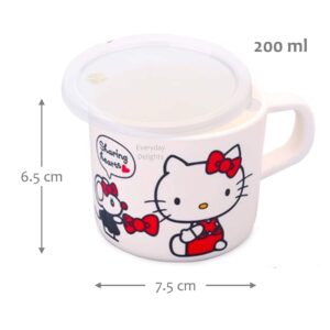 Everyday Delights Hello Kitty Red Dinnerware Flatware Meal Set – Plate Bowl Cup Spoon, 4 pieces