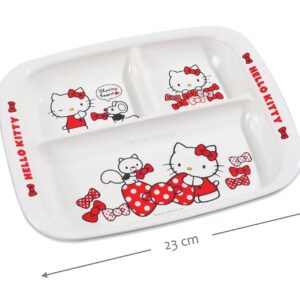 Everyday Delights Hello Kitty Red Dinnerware Flatware Meal Set – Plate Bowl Cup Spoon, 4 pieces