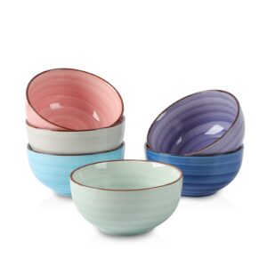 selamica ceramic 12 oz dessert bowls set, small cereal bowls for kitchen, 4.7 inch ice cream bowls for snack side dishes dips, microwave dishwasher safe, gift, set of 6, gradient color