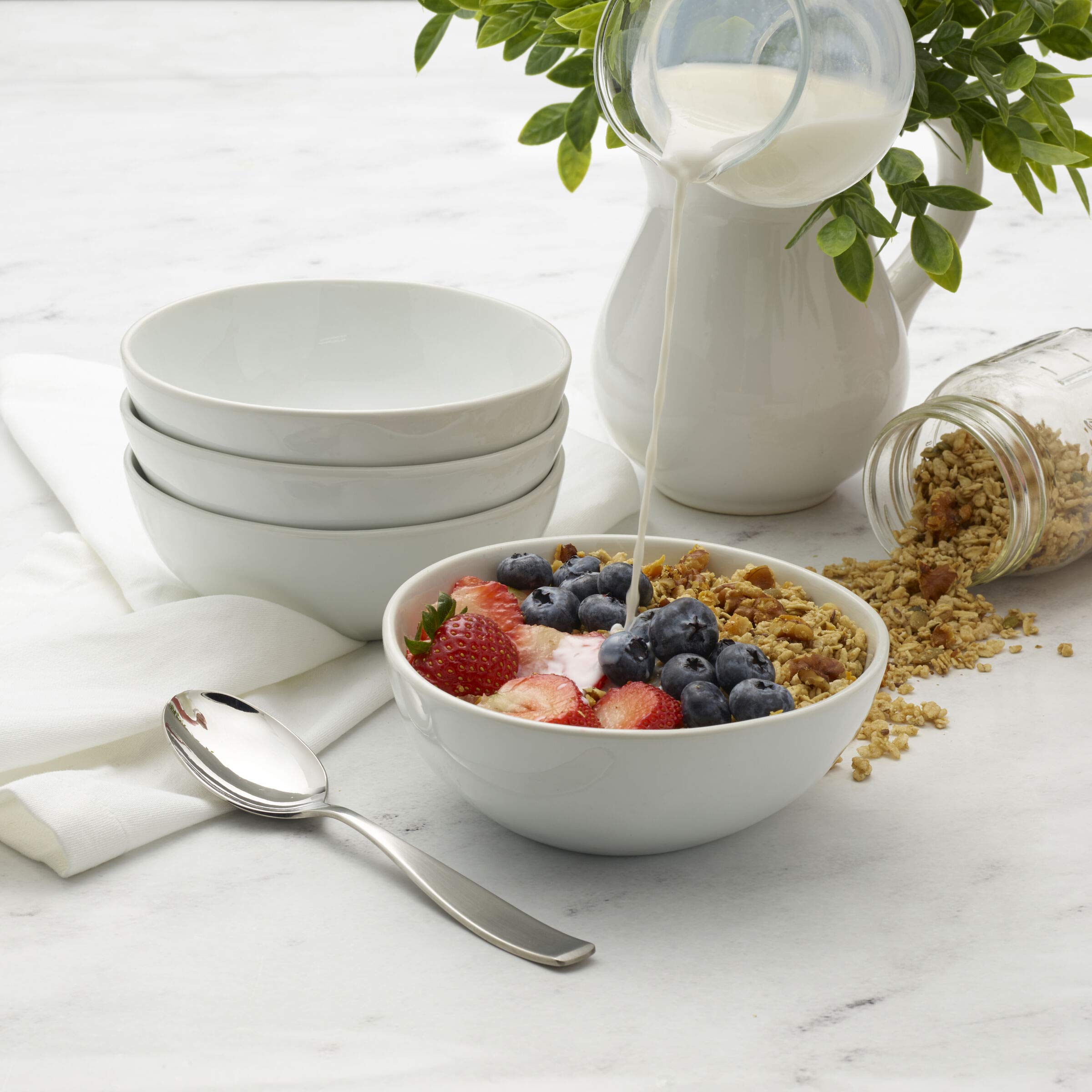 Everyday White by Fitz and Floyd Organic 21 Ounce Soup Cereal Bowls, Set of 4