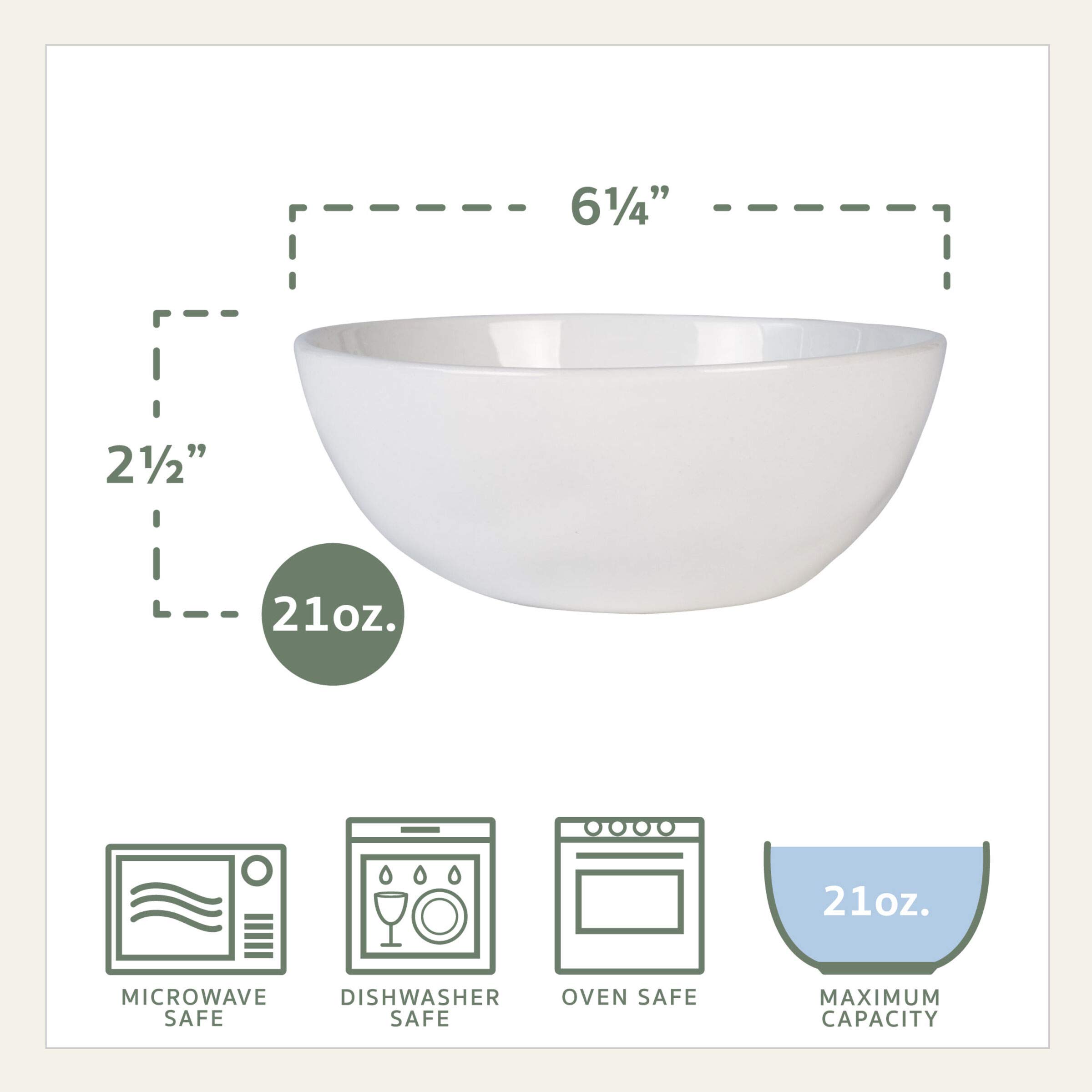 Everyday White by Fitz and Floyd Organic 21 Ounce Soup Cereal Bowls, Set of 4