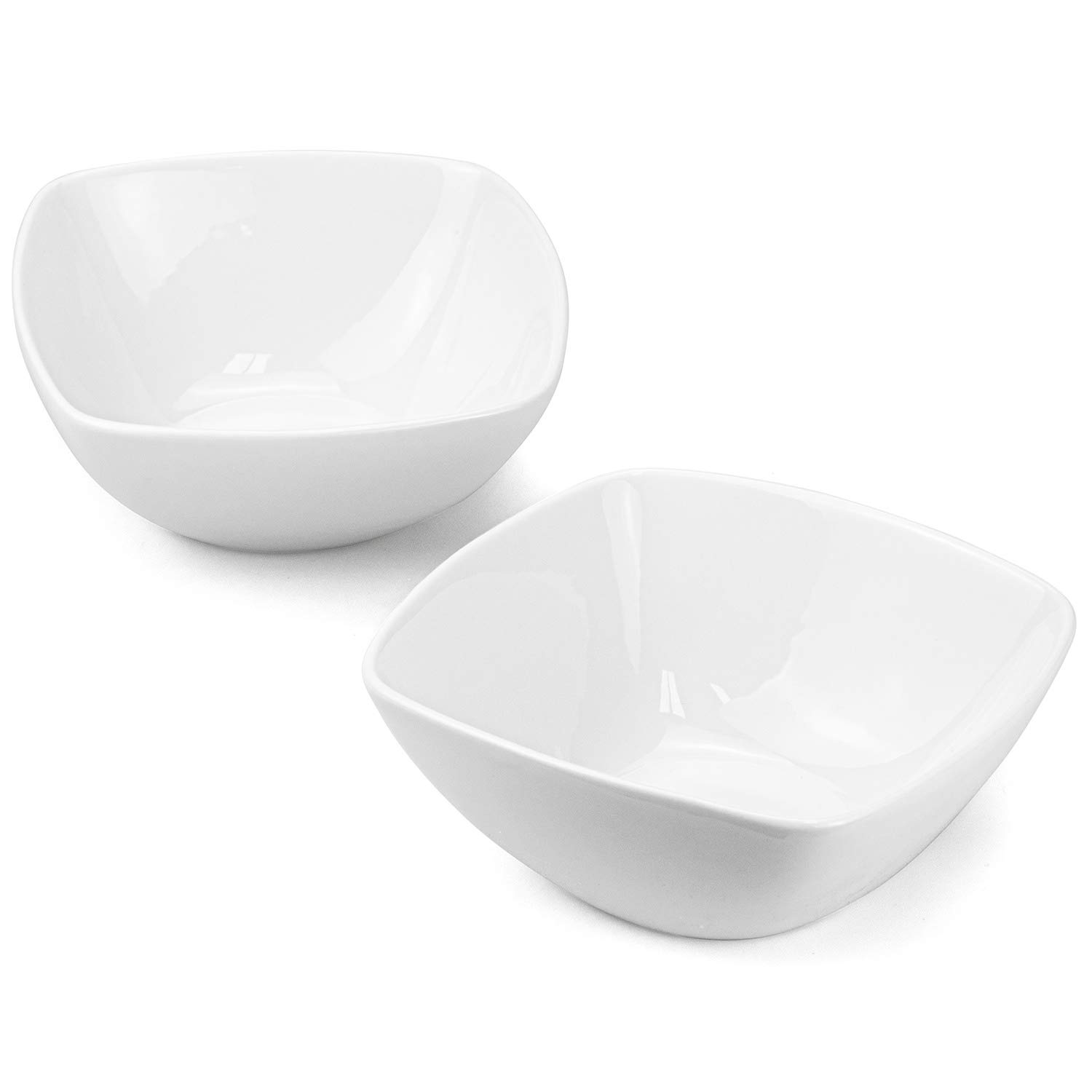 Foraineam Porcelain Square Cereal Bowls 20 Ounces Soup Pasta White Serving Bowl for Dinner, Dessert, Salad, Fruit, Small Side Dishes, Set of 6