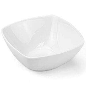 Foraineam Porcelain Square Cereal Bowls 20 Ounces Soup Pasta White Serving Bowl for Dinner, Dessert, Salad, Fruit, Small Side Dishes, Set of 6