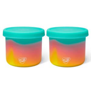 silipint: silicone 10oz lidded bowls: 2 pack aurora - unbreakable, flexible, microwave-oven-dishwasher, seasonal color