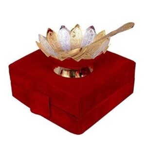 NOBILITY Gold and Silver Plated Bowl Spoon Set Wedding Return Housewarming Diwali Gift Items for friends and Relatives 4 Sets